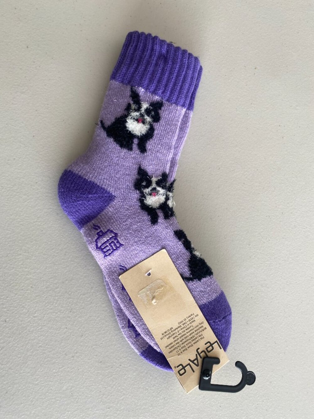 Legale Lodge Socks Chevron Purple Black White dog print unisex One Size